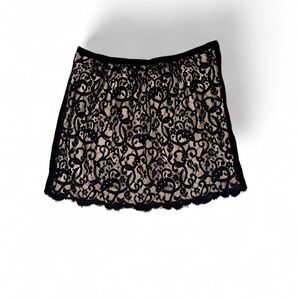 Black lace mini Shirt Ladies 14P by Anne Taylor Loft NWT